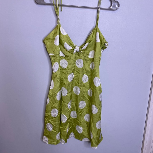 For Love and Lemons Green and White Polkadot Adira Mini Dress Size Large - Picture 6 of 16